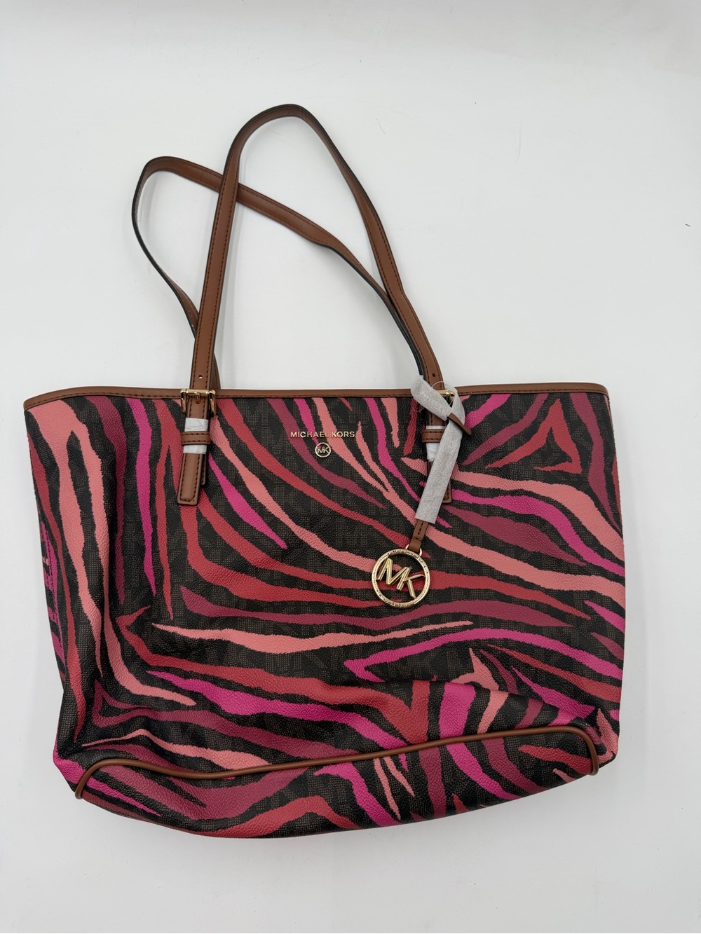 Michael Kors Pink and Black Zebra Print Tote